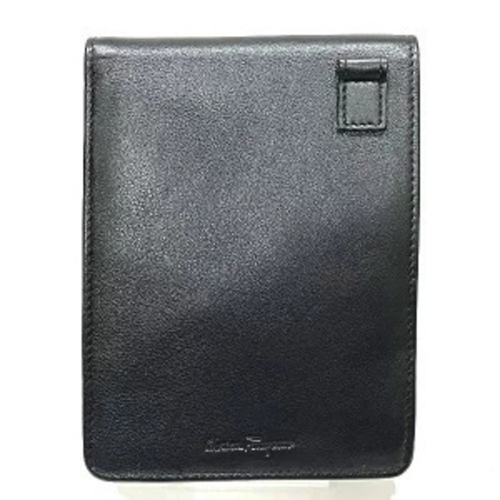 Salvatore Ferragamo Leather Black Neck Strap Wallet Bi fold